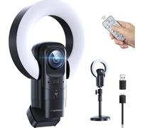 Cámara web 4K con luz, cámara de transmisión con micrófono, Plug and Play, cámara web USB HD para computadora, enfoque automático 1080P, cámara de PC de 73°FOV para equipos de Zoom Skype, escritorio