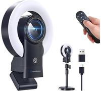 Cámara web 4K con luz, cámara web con altavoz, doble reducción de ruido, Plug and Play, cámara web para computadora de escritorio, enfoque automático, protección de privacidad, cámara web para PC Zoom