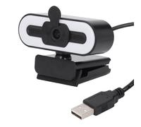 Cámara Web HD 1080P Internet para USB, con Anillo de Luz Ajustable Micrófono Incorporado Cámara Gran Angular para Reuniones USB 2.0 Transmisión en Vivo Juego de Aprendizaje,