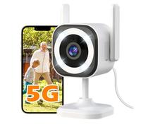 Cámaras 5G para exteriores/interiores para seguridad del hogar, cámara de monitor de bebé 1080P para mascotas/bebés/gato/perro/niñera/ancianos, IP66 impermeable, 3 visión nocturna, sirena de alarma