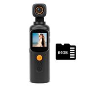 Cámaras corporales de bolsillo 4K, cámara de vlogueo WiFi con tarjeta de 64 GB, mini cámara de acción para viajes, deportes y trabajo.