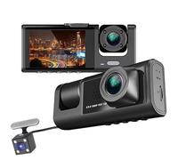 Cámaras de Marcha Atrás 2in 3 Lens Car Video Recorder Alta Definición 1080P Dash CAM Recorder Night Vision G-Sensor Grabación En Bucle DVR Cámara de Marcha atrás para Coche