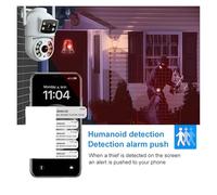 Cámaras de Seguridad, 4MP WiFi Surveillance Camera Dual Lens Screen IP Cameras Wireless Auto Tracking Color Night Vision 10X Digital Zoom CAM(CAM Add 64GB Card)