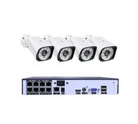 Cámaras de seguridad exteriores, H.265+ 4CH 4k 8MP POE Kit De De Seguridad Grabador Rj45 Detección Cámara IP Vídeo CCTV Impermeable Al Aire Libre para uso interior y exterior(None,8ch NVRX4 Cam 4.0MP)