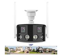 Cámaras de seguridad para el hogar 4MP 2K Lente dual Ultra gran angular 180 ° Cámara IP Protección de seguridad Ai Human Detect Vigilancia de seguridad(64G SD Card)