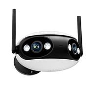 Cámaras de seguridad para el hogar Cámara de seguridad de 4MP al aire libre 180 ° Ángulo de visión ultra amplio Panorámico Ai Detección humanoide Cámara de vigilancia binocular POE(4MP WiFi No SD Card