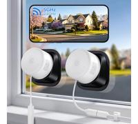 Cámaras de seguridad para ventana sin taladrar 2K, 2 paquetes de cámaras magnéticas para seguridad del hogar, WiFi 5G y 2.4G, cámara de ventana en ángulo para interiores, visión nocturna a todo color