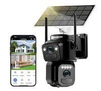 Cámaras de seguridad solares de doble lente 4K inalámbricas para exteriores, 5G/2.4G WiFi 355° Cámaras panorámica/inclinación para seguridad del hogar con visión nocturna a color de 8 MP, detección de