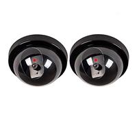 Cámaras de Simulada, SeeKool Falsa Dummy Cúpula Cámara Simuladas para Seguridad Interior Exterior con LED Luz Roja Intermitente, Vigilancia Cámara Simulada CCTV, con Pegatina, Negro