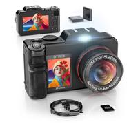 Cámaras digitales 5K para fotografía: actualización 2026 de 80 MP de 3.5 pulgadas + 2 pulgadas de pantalla dual para autoencuadre, zoom 18X, cámara de vlogging para YouTube/creadores de contenido