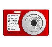 Cámaras Digitales Compactas De 48MP Lapso Tiempo For Fotografía 16X Auto Focus Cámara Grabación Vídeo En Bucle Lenta Pantalla 2,8" Toma Nítida Suave(32G SD Card,Red)