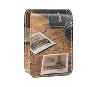Cámaras, imágenes, mapas, brillo de labios, estuche portátil para lápiz labial, mini caja de almacenamiento de lápiz labial, estuche organizador de viaje con espejo para mujer, Varios colores, 9.5x2x7 cm/3.7x0.8x2.7 in