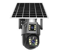 CáMaras Solares de Doble Lente 4K CáMara PTZ de Vigilancia InaláMbrica de 8MP VisióN en Color DeteccióN PIR A