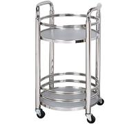 Camarera con Ruedas Hotel Doble Capa Alta Capacidad Carrito De Bar, Sala De Estar Ambiente Clasico Anticaída Carrito De Servicio, Carro Móvil Restaurante (Color : Silver, S : 74 * 40cm)