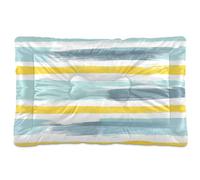 Camas lavables para perros medianos/grandes, con patrón de rayas grises, azules y amarillas pálidas, 36 x 24 pulgadas
