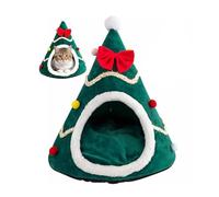 Camas para Mascotas Christmas Bauble, Cama para Gatos con Adornos navideños, Linda Cama Cueva para Gatos, cálida casa Nido navideña de Invierno para Gatos de Interior (M,Verde)