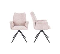 Cambia TU SMUEBLES CTM® Pack 2 Sillas Andrea - Tapizadas en Tela en Color Rosa con Brazos Integrados y Giro 180º Retorno, Estilo Moderno para Comedor, Oficina o Sala de Reuniones (Color Rosa)