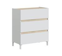 CAMBIA TUS MUEBLES CTM® Cómoda Ébano 79x41x90,5 cm - 3 Cajones con Guías Metálicas y Patas de ABS, Diseño Moderno y Robusto en Melamina con Fijación a Pared para Dormitorio