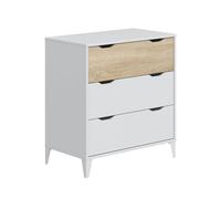 CAMBIA TUS MUEBLES CTM® Cómoda Noive 70,5x40x76 cm - 3 Cajones con Guías Metálicas y Patas Altas de ABS, Diseño Compacto y Moderno en Melamina para Dormitorio o Vestidor