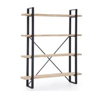 CAMBIA TUS MUEBLES CTM® Estantería Alta Chic 4 Baldas - Estructura Metálica Negra con Estantes en Madera, Diseño Industrial 150x180 cm, Ideal para Salón u Oficina Color Roble Nordich