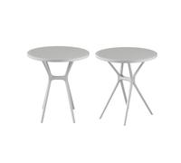 CAMBIA TUS MUEBLES CTM® Mesa Auxiliar Gaia Ø65x75 cm - Redonda de Polipropileno con Tablero Cuadrillé y Patas Cruzadas, Ligera y Resistente para Interior o Exterior Color Blanco