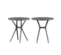 CAMBIA TUS MUEBLES CTM® Mesa Auxiliar Gaia Ø65x75 cm - Redonda de Polipropileno con Tablero Cuadrillé y Patas Cruzadas, Ligera y Resistente para Interior o Exterior Color Gris Antracita