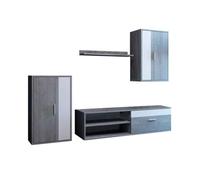 CAMBIA TUS MUEBLES CTM® Mueble Salón Bosco - Conjunto Modular con TV, Vitrinas y Estante, Estilo Nórdico Moderno, Ideal Salón Comedor 196x230x38 cm en Color Roble Nelson y Blanco