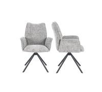 CAMBIA TUS MUEBLES CTM® Pack 2 Sillas Andrea - Tapizadas en Tela en Color Gris con Brazos Integrados y Giro 180º Retorno, Estilo Moderno para Comedor, Oficina o Sala de Reuniones (Color Gris)