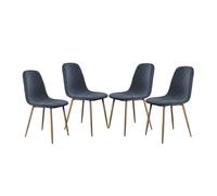 CAMBIA TUS MUEBLES CTM® Pack 4 Sillas Comedor Suiz - Tapizado en Tela Suave con Motivos a Rombos y Patas Metálicas Diseño Elegante para Cocina o Salón Color Azul Oscuro Patas Robles