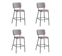 CAMBIA TUS MUEBLES CTM ® Pack 4 Taburetes Altos Ned para Cocina o Barra - Respaldo Tapizado Antimanchas en Tela Castel Gris Claro, Estructura Metálica, Altura Asiento 72 cm, Color Negro