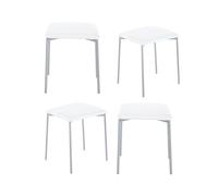 CAMBIA TUS MUEBLES CTM® Pack 4 Taburetes Inya 35x35x47 cm - Asiento Acolchado en PVC y Estructura Metálica Aluminio, Diseño Práctico para Cocina, Barra Baja o Hostelería Color Blanco