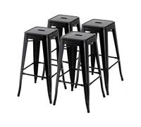 CAMBIA TUS MUEBLES CTM® Pack 4 Taburetes Tolix 45x45x76 cm - Estructura de Acero Apilable con Reposapiés, Diseño Industrial Vintage para Cocina, Bar o Terraza Interior en Color Blanco