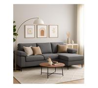 CAMBIA TUS MUEBLES CTM® Sofá Chaise Longue Reversible Jorge - Patas Altas compatibles con Robot Aspirador, Diseño Moderno, Tejido Premium y Gran Comodidad - Gris