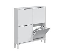 CAMBIA TUS MUEBLES CTM® Zapatero Aury 90x17x95 cm - Mueble Compacto con 4 Puertas y Capacidad para 8 Pares, Diseño Vertical de Fondo Estrecho para Recibidor, Pasillo o Dormitorio en Color Blanco