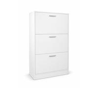 CAMBIA TUS MUEBLES CTM® Zapatero Maira 60x17x108 cm - Mueble Compacto en MDF con Tiradores Cromados, Diseño Vertical Moderno para Recibidor o Dormitorio, Color Blanco