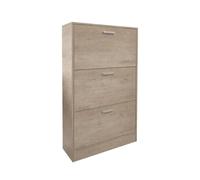 CAMBIA TUS MUEBLES CTM® Zapatero Maira 60x17x108 cm - Mueble Compacto en MDF con Tiradores Cromados, Diseño Vertical Moderno para Recibidor o Dormitorio, Color Beige