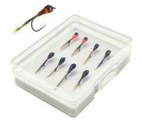 Cambiadas de Pesca con Mosca Atada a Mano, 8 Piezas de Pesca de Pesca con Mosca de Acero Carbono sin barbazas, Moscas de Trucha Pesadas con Caja, señuelos de Pesca de Trucha portátil para la Pesca de