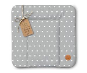 Cambiador bebe 75x72 cm - colchon impermeable portátil para comoda o lavadora cojin muda cómoda trocador fraldas colchón colchoneta fácil de limpiar Oeko-Tex Gris con estrellas