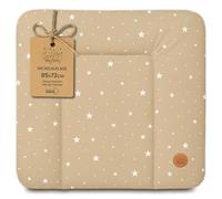 Cambiador bebe 85x72 cm - colchon impermeable portátil para comoda o lavadora cojin muda cómoda trocador fraldas colchón colchoneta fácil de limpiar Beige con estrellas blancas