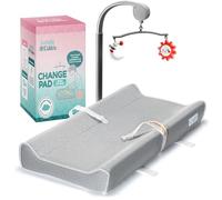 Cambiador - Cambiador de espuma contorneado para bebé, lavable, suave y extraíble, funda exterior antideslizante + forro interior impermeable, barra de juguetes portátil con modo de música incluido