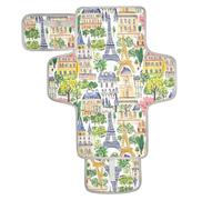 Cambiador de bebé reutilizable con bolsillo de pañuelos, cambiador para mamás, papás, Paris Castel, práctico dibujo