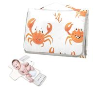 Cambiador de bebé reutilizable con bolsillo de pañuelos para cambiador de mesa con almohada integrada, bonito cangrejo rey blanco