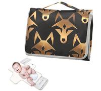 Cambiador de bebé reutilizable con bolsillo para pañuelos American Anime Wolf Bronze Black Portable Baby Changing Pad Infant Travel Kit cambiador de pa?ales para Bebes