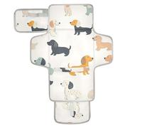 Cambiador de bebé reutilizable con bolsillo para pañuelos, cambiador portátil ligero y plegable, estación cambiadora Hello Dog Puppy Beige