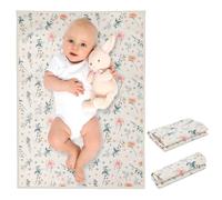 Cambiador de cuero vegano para bebé, cambiador portátil lavable, tapete cambiador de viaje plegable para bebés, regalos de ducha para recién nacidos (floral, 20 x 28 pulgadas)