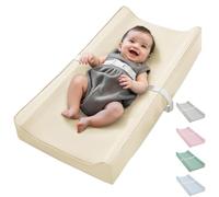 Cambiador de cuero vegano para bebé, cubierta impermeable, tamaño estándar, fácil de limpiar (blanco)