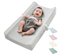 Cambiador de cuero vegano para bebé, cubierta impermeable, tamaño estándar, fácil de limpiar (gris)