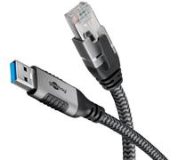 Cambiador de género Goobay 70299 USB-A a RJ45 1 m F/UTP Negro Plata