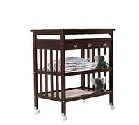 Cambiador de Pañale,Cambiadores Mesas para Cambiar Pañales, Pañales para Bebés con Rueda De Freno, Cama De Masaje con Estación De Pañales - Marrón - 54x79x85.5cm