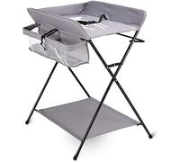 Cambiador de Pañale,Mesa para cambiar pañales para bebés gris para espacios pequeños, estación para cambiar pañales plegable con patas cruzadas, cómoda portátil para recién nacidos de 0 a 3